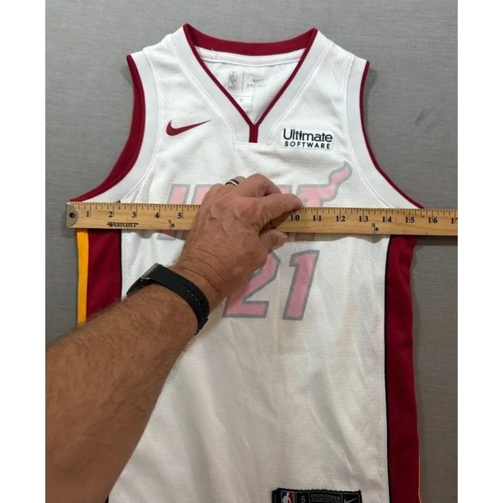 Nike Miami Heat #21 Whiteside Youth Basketball Jersey‎ White Red Small DRI FIT